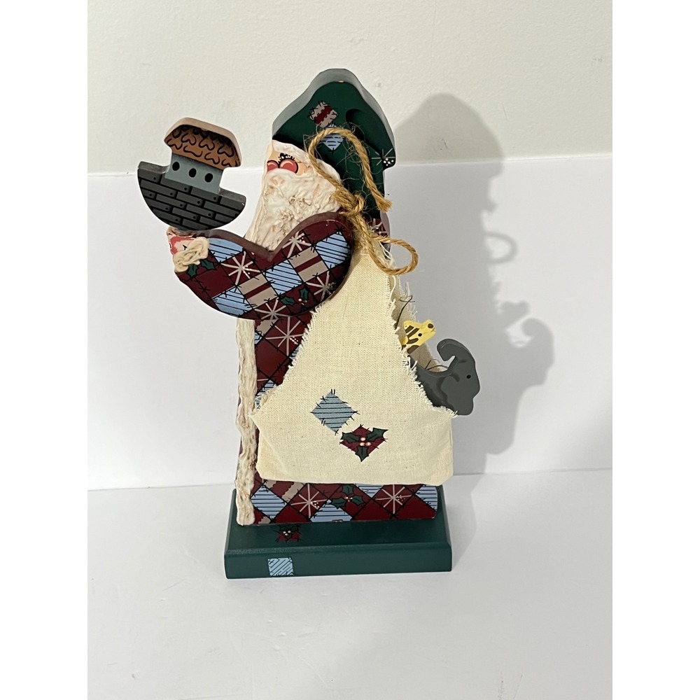 Unbranded Noahs Ark Santa Claus Figurine Multicolor Vintage Wood Folk Art